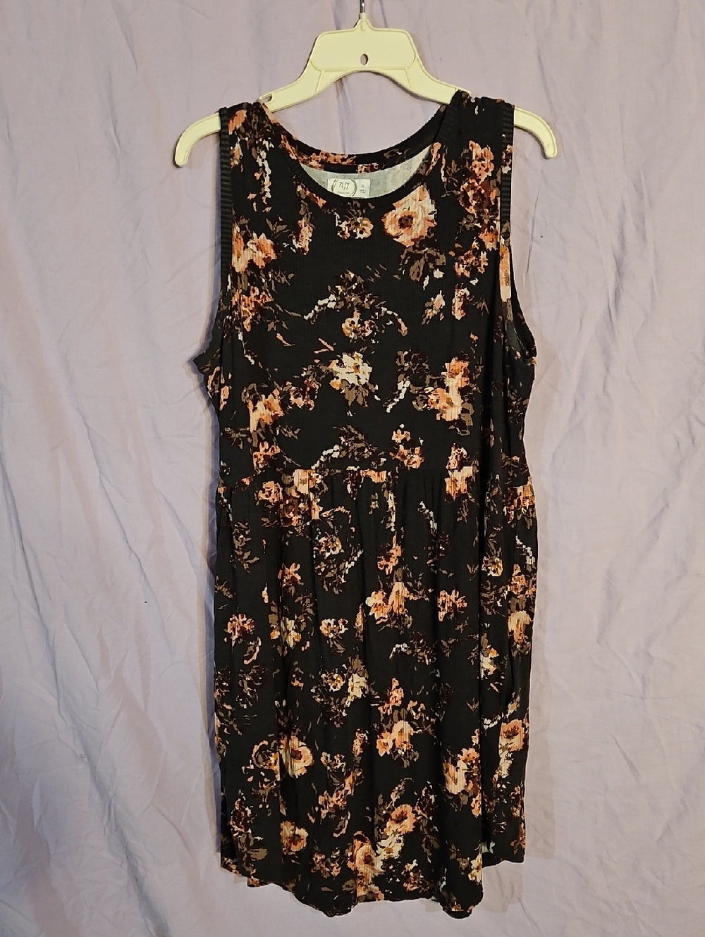 Maurices 24/7 Gray Floral Tank Dress